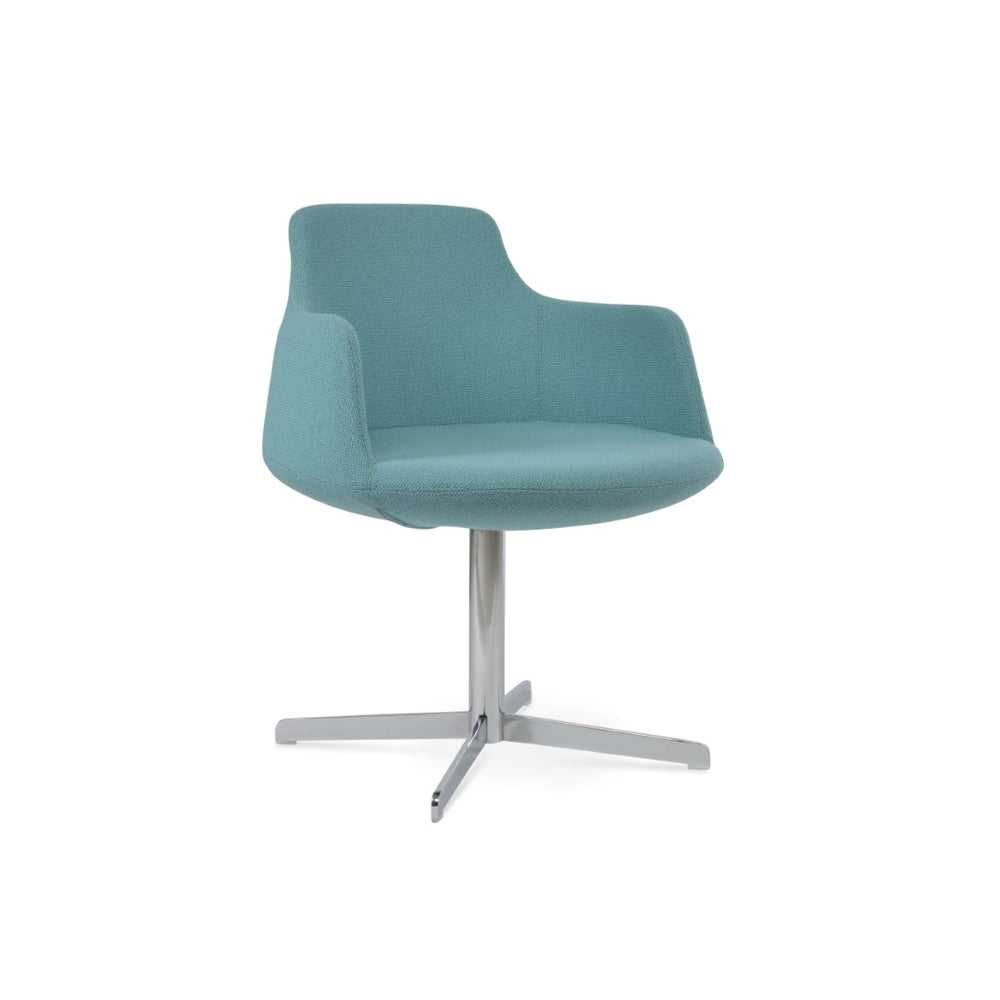 Soho Concept Dervish 4 Star Swivel Armchair - Stylish Boucle Upholstery With Chrome Base, 10-year Guarantee, Green Chrome,Green  Soho-concept-dining-chair-02253