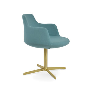 Soho Concept Dervish 4 Star Swivel Armchair - Stylish Boucle Upholstery With Chrome Base, 10-year Guarantee, Green Gold,Green  Soho-concept-dining-chair-02254