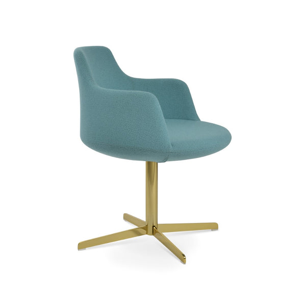 Soho Concept Dervish 4 Star Swivel Armchair - Stylish Boucle Upholstery With Chrome Base, 10-year Guarantee, Green Gold,Green  Soho-concept-dining-chair-02254