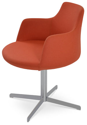 Soho Concept Dervish 4 Star Swivel Armchair - Luxurious Camira Blazer Wool Fabric With 10-year Guarantee, Stylish Design Chrome,Orange  Soho-concept-dining-chair-02268