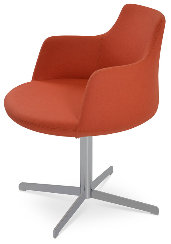 Soho Concept Dervish 4 Star Swivel Armchair - Luxurious Camira Blazer Wool Fabric With 10-year Guarantee, Stylish Design Chrome,Orange  Soho-concept-dining-chair-02268