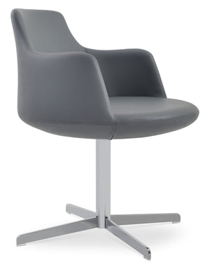 Soho Concept Dervish 4 Star Swivel Armchair - Elegant Leatherette Dining Chair With 2-year Guarantee, Versatile Style Chrome,Grey  Soho-concept-dining-chair-02269