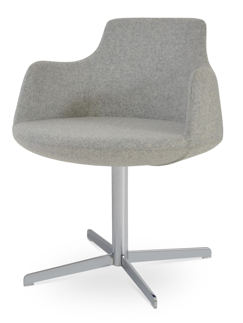 Soho Concept Dervish 4 Star Swivel Armchair - Luxurious Camira Blazer Wool Fabric With 10-year Guarantee, Stylish Design Chrome,Silver  Soho-concept-dining-chair-02257