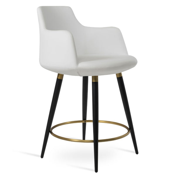 Soho Concept Dervish Ana Barstools & Counterstools - Elegant Leatherette, Chrome Finish, 2-year Guarantee, 350 Lbs Capacity Black,Gold,White  Soho-concept-dining-chair-11603