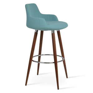 Soho Concept Dervish Ana Barstools & Counterstools - Elegant Camira Yoredale Fabric, 10-year Guarantee, Durable Design Walnut,Chrome,Green  Soho-concept-dining-chair-07803