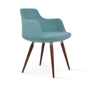 Soho Concept Dervish Ana Armchair - Stylish Dining Chair In Camira Yoredale Boucle & Leather, 10-year Guarantee Walnut,Green  Soho-concept-dining-chair-02289