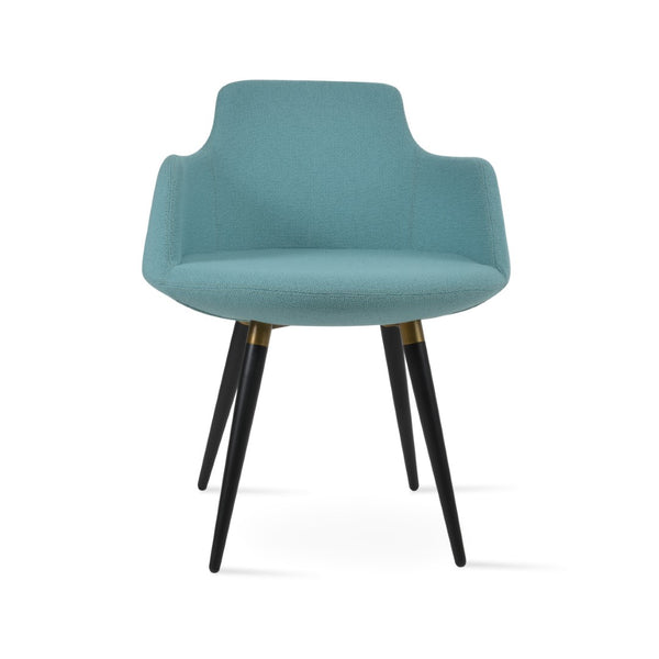 Soho Concept Dervish Ana Armchair - Stylish Dining Chair In Camira Yoredale Boucle & Leather, 10-year Guarantee Black,Brass,Green  Soho-concept-dining-chair-02277