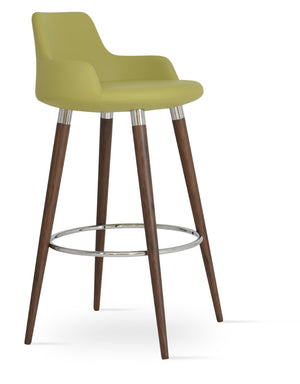 Soho Concept Dervish Wood Stool Collection: Stylish Bar & Counter Stools With Durable Leatherette Upholstery Walnut,Green  Soho-concept-dining-chair-07855