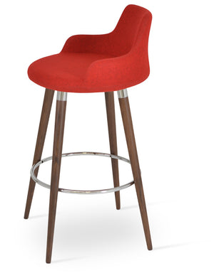 Soho Concept Dervish Wood Barstools & Counterstools - Premium Camira Blazer Wool, 10-year Guarantee, Stylish Design Walnut,Red  Soho-concept-dining-chair-07823