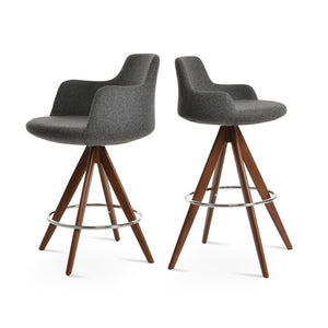 Soho Concept Dervish Pyramid Barstools & Counterstools - Premium Camira Wool, 10-year Guarantee, Stylish Design Walnut,Dark Grey  Soho-concept-dining-chair-07828