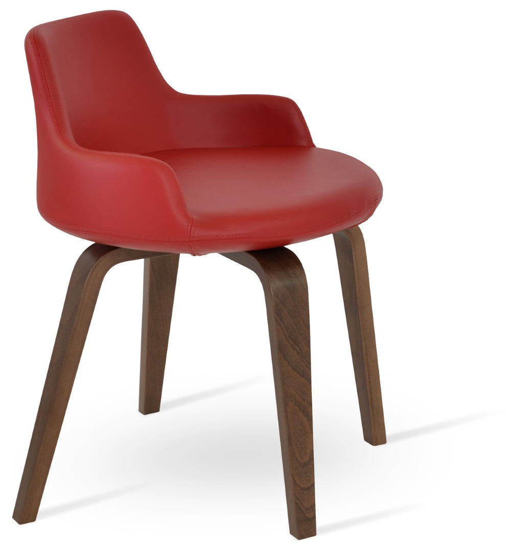 Soho Concept Dervish Stylish Counter & Bar Dining Chair - Soft Red Leatherette With Walnut Finish, 2-year Warranty Red,Walnut  Soho-concept-dining-chair-02290