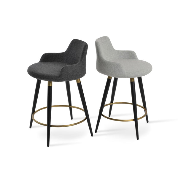 Soho Concept Dervish Large Ana Bar & Counter Stools – Stylish Wool Fabric, Metal Legs, 10-year Guarantee, 350 Lbs Dark Grey,Silver  Soho-concept-dining-chair-07836