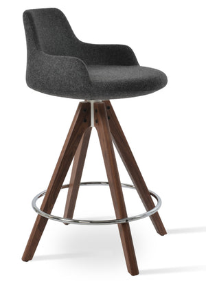 Soho Concept Dervish Pr-wood Barstools & Counterstools - Ergonomic Design, Camira Wool, 10-year Guarantee, Dark Grey Dark Grey,Walnut  Soho-concept-dining-chair-06676