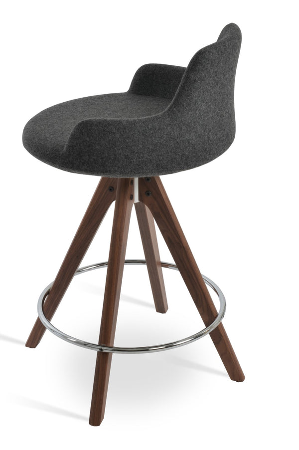 Soho Concept Dervish Pr-wood Barstools & Counterstools - Ergonomic Design, Camira Wool, 10-year Guarantee, Dark Grey Dark Grey,Walnut  Soho-concept-dining-chair-07832
