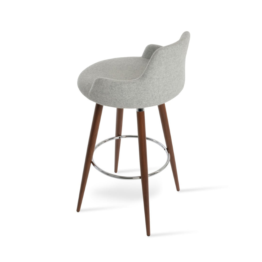 Soho Concept Dervish Large Barstools & Counterstools With 10-year Guarantee - Stylish Metal & Wool Upholstery! Silver,Walnut  Soho-concept-dining-chair-07838