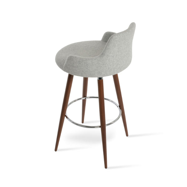 Soho Concept Dervish Large Barstools & Counterstools With 10-year Guarantee - Stylish Metal & Wool Upholstery! Silver,Walnut  Soho-concept-dining-chair-06678