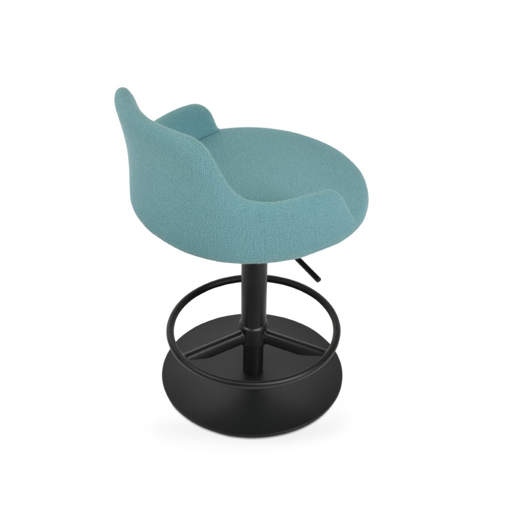 Soho Concept Dervish Piston Stool With Full Footrest - Adjustable Camira Yoredale Fabric & Leather, 10-year Warranty Black,Green  Soho-concept-dining-chair-07873
