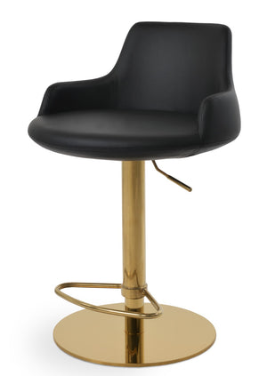 Soho Concept Dervish Adjustable Barstools With Half Footrest – Soft Leatherette, Gold Or Black Finish, 2-year Warranty Black,Gold  Soho-concept-dining-chair-07848
