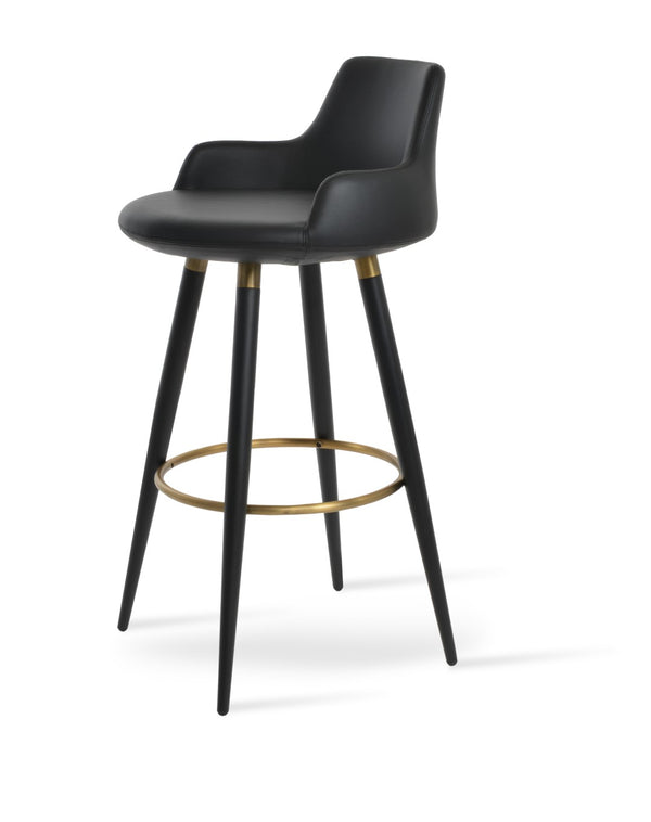 Soho Concept Dervish Large Ana Bar & Counter Stools - Stylish Metal Base, Soft Leatherette, 2-year Guarantee Black,Gold  Soho-concept-dining-chair-07844