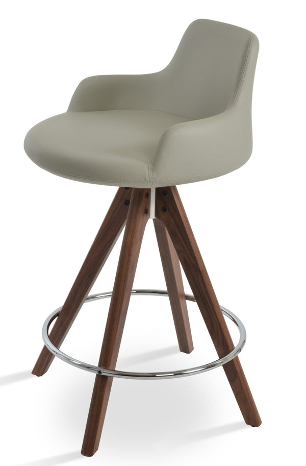 Soho Concept Dervish Pyramid Wood Barstools & Counterstools - Stylish Swivel Design, 2-year Guarantee, Durable Leatherette Light Grey,Walnut  Soho-concept-dining-chair-07849
