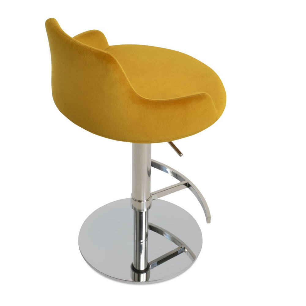 Soho Concept Dervish Adjustable Height Piston Stool - Stylish Bar & Counterstools With T-footrest Design, 10-year Guarantee Polished Steel Tumeric  Soho-concept-dining-chair-07820