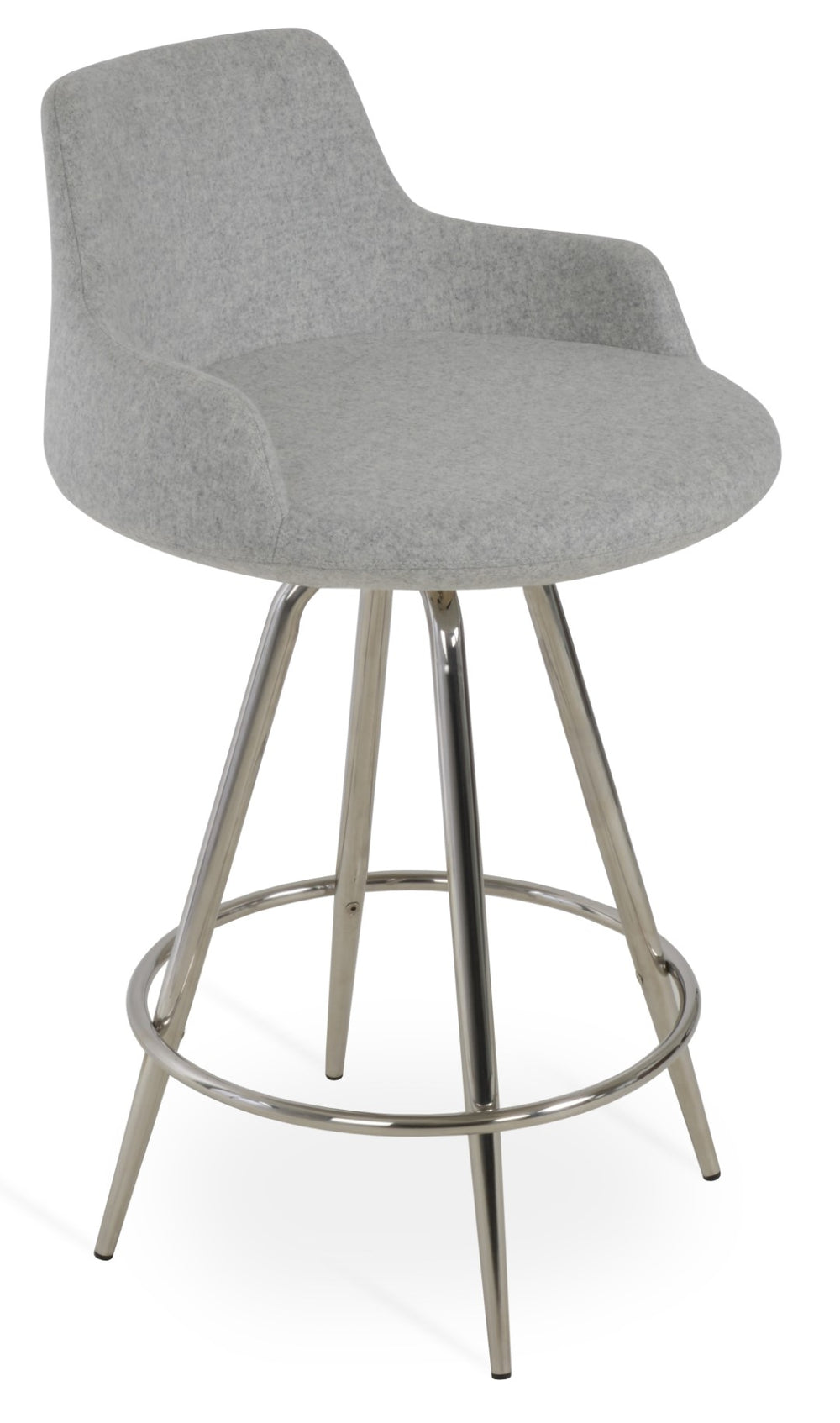 Soho Concept Dervish Max Swivel Barstools & Counterstools - Stylish Camira Blazer Wool, 10-year Guarantee, Dark Grey Dark Grey Steel Tubular Legs Black ,S.Steel ,Walnut Finish Soho-concept-dining-chair-11567