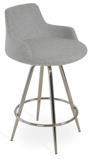 Soho Concept Dervish Max Swivel Barstools & Counterstools - Stylish Camira Blazer Wool, 10-year Guarantee, Dark Grey Silver Steel Tubular Legs Black ,S.Steel ,Walnut Finish Soho-concept-dining-chair-07822