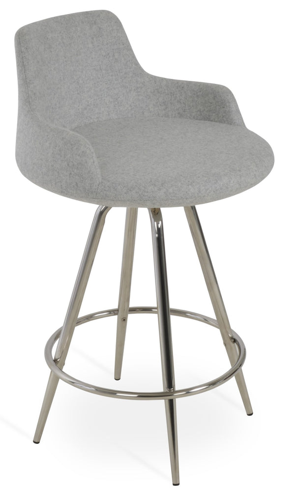 Soho Concept Dervish Max Swivel Barstools & Counterstools - Stylish Camira Blazer Wool, 10-year Guarantee, Dark Grey Silver Steel Tubular Legs Black ,S.Steel ,Walnut Finish Soho-concept-dining-chair-07822