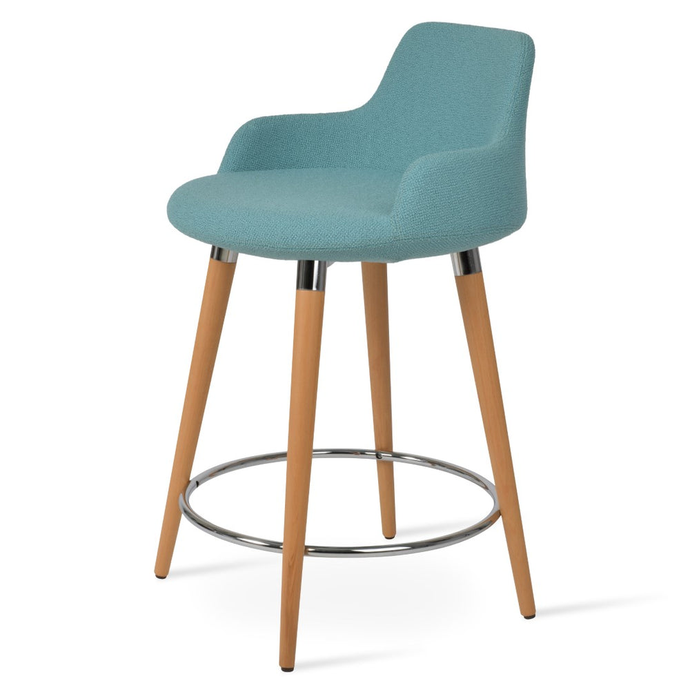 Soho Concept Dervish Ana Barstools & Counterstools – Ergonomic Wool Upholstery, 10-year Guarantee, Stylish Metal Design Natural,Chrome,Green  Soho-concept-dining-chair-07861