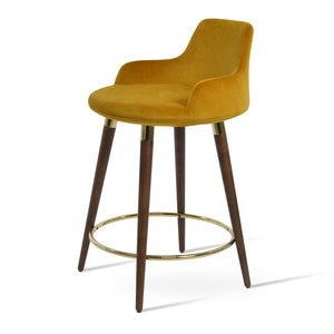 Soho Concept Dervish Wood Barstools & Counterstools - Premium Upholstered Designs With 10-year Guarantee, 350 Lbs Capacity Walnut,Gold  Soho-concept-dining-chair-07862