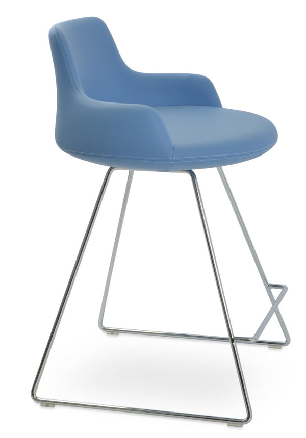 Soho Concept Dervish Wire Barstools & Counterstools - Stylish Ergonomic Design, Durable Leatherette, 2-year Warranty Blue  Soho-concept-dining-chair-07868