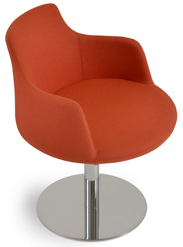 Soho Concept Dervish Round Swivel Armchair – Stylish Orange Dining Chair In Camira Blazer Wool With 10-year Guarantee Orange  Soho-concept-dining-chair-02373
