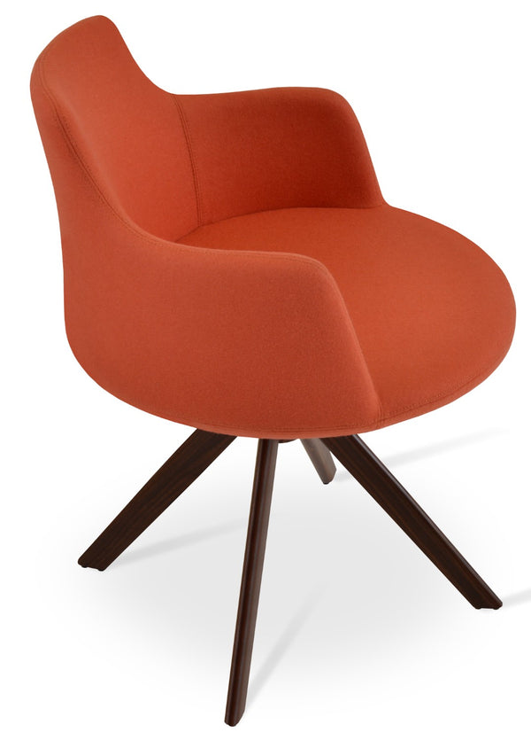 Soho Concept Dervish Sword Dining Armchair - Stylish Wool Upholstered Chair With 10-year Guarantee & Swivel Base Walnut,Orange  Soho-concept-dining-chair-02377