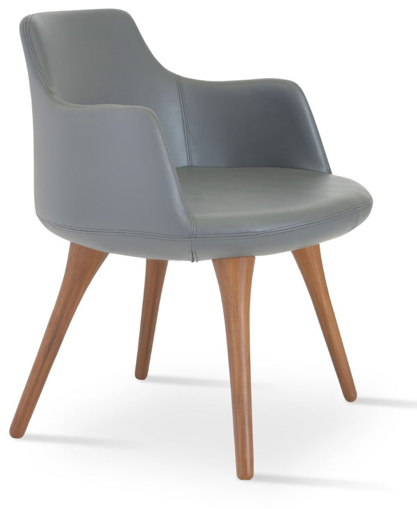 Soho Concept Dervish Wood Dining Armchair - Solid Beech, Soft Leatherette, 2-year Guarantee, Stylish Comfort Walnut,Grey  Soho-concept-dining-chair-02303