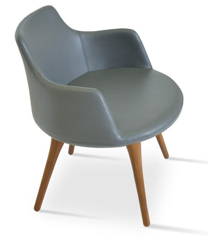 Soho Concept Dervish Wood Dining Armchair - Solid Beech, Soft Leatherette, 2-year Guarantee, Stylish Comfort Walnut,Grey  Soho-concept-dining-chair-02303