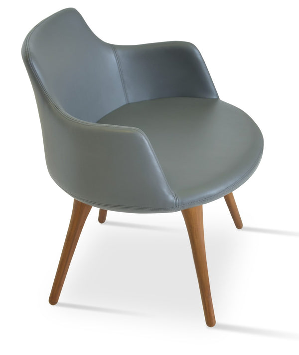 Soho Concept Dervish Wood Dining Armchair - Solid Beech, Soft Leatherette, 2-year Guarantee, Stylish Comfort Walnut,Grey  Soho-concept-dining-chair-02303