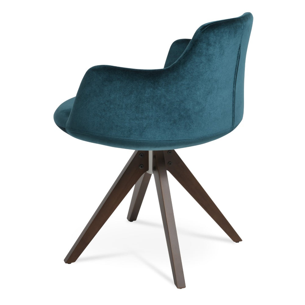 Soho Concept Dervish Pyramid Swivel Dining Armchair - Luxurious Boucle, Velvet & Nubuck Fabrics With 10-year Guarantee Walnut,Green  Soho-concept-dining-chair-02310