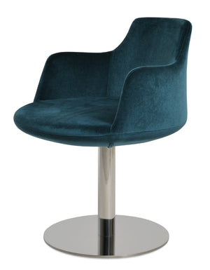 Soho Concept Dervish Round Swivel Armchair Dining Chair - Luxurious Boucle, Velvet & Nubuck Fabrics, 10-year Guarantee Green  Soho-concept-dining-chair-02311