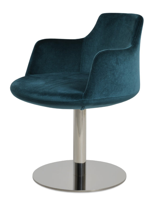 Soho Concept Dervish Round Swivel Armchair Dining Chair - Luxurious Boucle, Velvet & Nubuck Fabrics, 10-year Guarantee Green  Soho-concept-dining-chair-02311