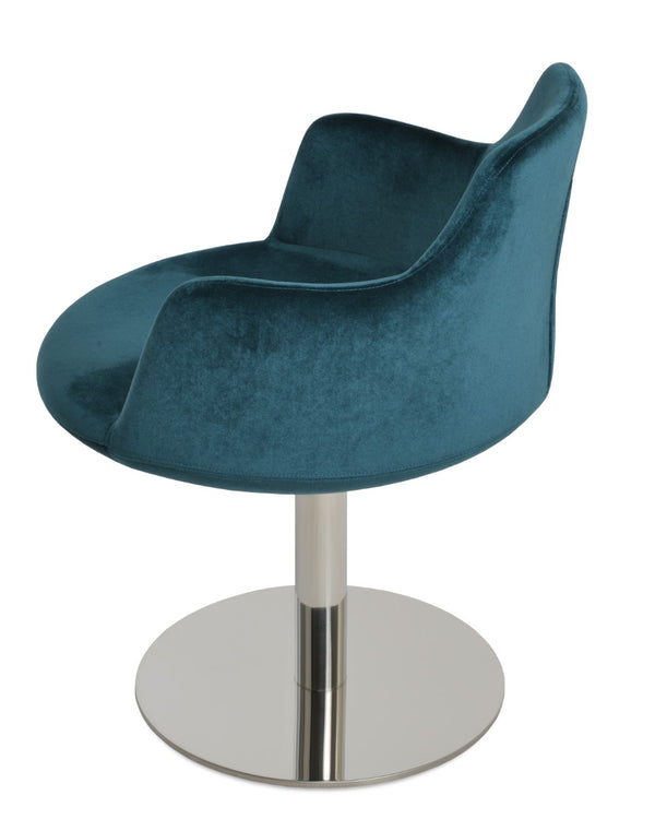 Soho Concept Dervish Round Swivel Armchair Dining Chair - Luxurious Boucle, Velvet & Nubuck Fabrics, 10-year Guarantee Green  Soho-concept-dining-chair-02311