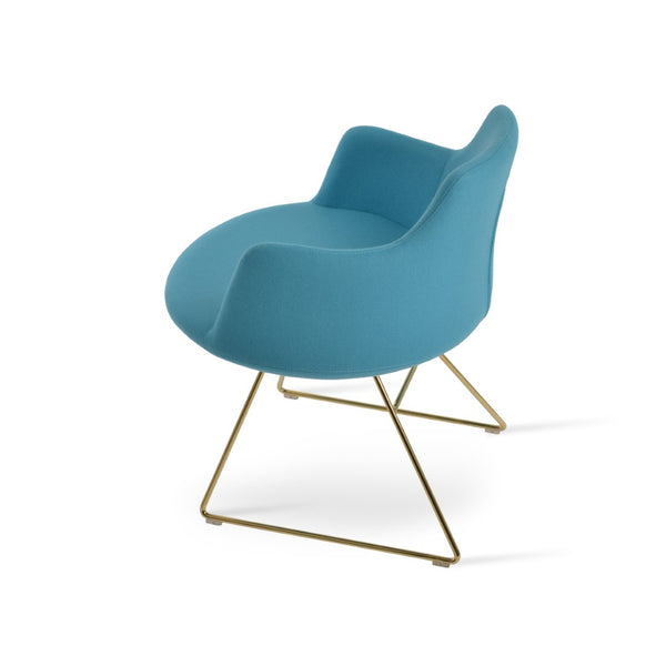 Soho Concept Avanos Wire Dining Chair In Camira Blazer Wool - Stylish Chrome Base, 10-year Guarantee & Durability Turquoise,Gold  Soho-concept-dining-chair-02319