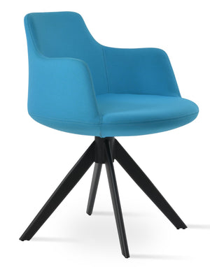 Soho Concept Dervish Sword Dining Armchair - Luxurious Camira Fabrics, Swivel Base, 10-year Guarantee, Turquoise & Black Turquoise,Black  Soho-concept-dining-chair-02322