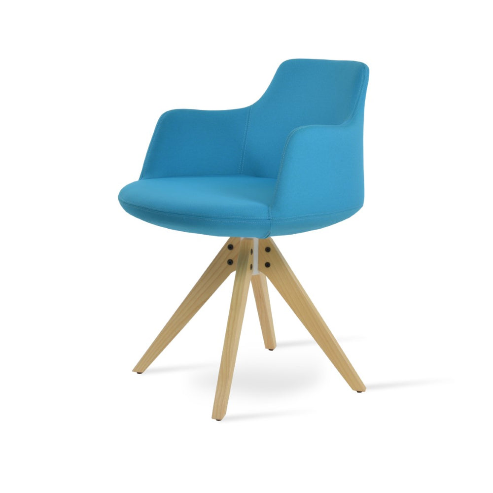 Soho Concept Dervish Pyramid Swivel Dining Armchair - Luxurious Boucle, Velvet & Nubuck Fabrics With 10-year Guarantee Walnut,Green  Soho-concept-dining-chair-02310