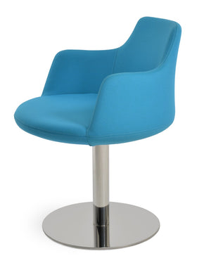 Soho Concept Dervish Round Swivel Armchair Dining Chair - Luxurious Boucle, Velvet & Nubuck Fabrics, 10-year Guarantee Turquoise  Soho-concept-dining-chair-02328