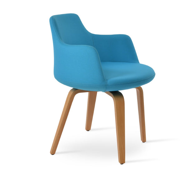 Soho Concept Dervish Plywood Armchair Dining Chair In Turquoise & Natural - Luxurious Fabrics, 10-year Guarantee Turquoise,Natural  Soho-concept-dining-chair-02327