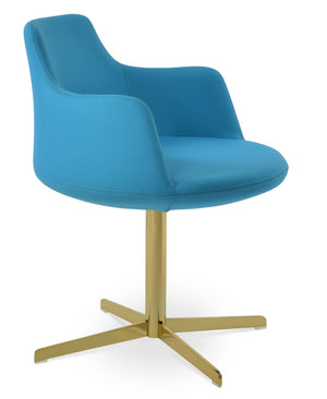 Soho Concept Dervish 4-star Swivel Armchair In Luxurious Boucle, Velvet & Nubuck Fabrics – Modern Design & Comfort Turquoise,Gold  Soho-concept-dining-chair-02324