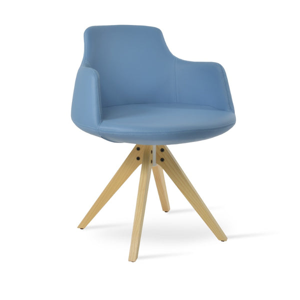 Soho Concept Dervish Pyramid Swivel Dining Armchair - Stylish Leatherette Chair In Soft Natural, Ash, Black Finish Blue,Natural,Ash  Soho-concept-dining-chair-02337