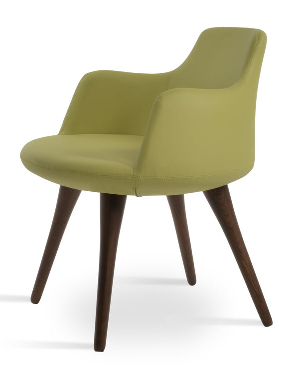 Soho Concept Dervish Wood Dining Armchair - Solid Beech, Soft Leatherette, 2-year Guarantee, Stylish Comfort Green,Walnut  Soho-concept-dining-chair-02344