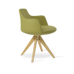 Soho Concept Dervish Pyramid Swivel Dining Armchair - Stylish Leatherette Chair In Soft Natural, Ash, Black Finish Green,Natural,Ash  Soho-concept-dining-chair-02342