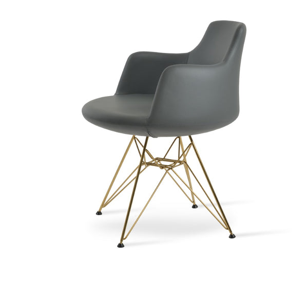 Soho Concept Dervish Tower Armchair - Stylish Soft White Leatherette Dining Chair With Gold Base Upgrade, 2-year Guarantee Grey,Gold,Brass  Soho-concept-dining-chair-02345
